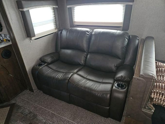 RecPro Charles 58" Powered Double RV Wall Hugger Recliner Sofa RV Loveseat with Upgraded 2023 Fabric (Gunmetal)