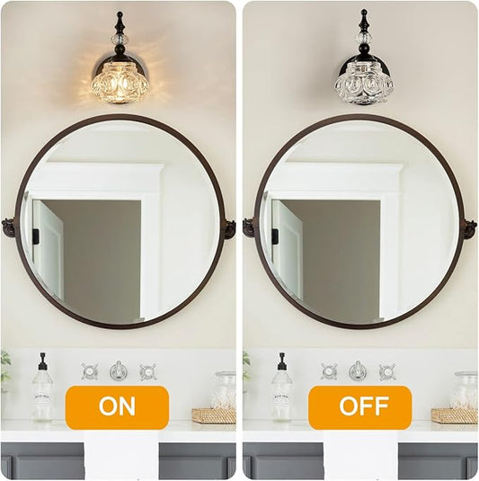 Industrial 1-Light Bathroom Vanity Light Fixture, Black Wall Source with Glass Shade, Rust-Proof and Durable, Using G9 Bulbs for Bedroom, Bathroom, Living Room