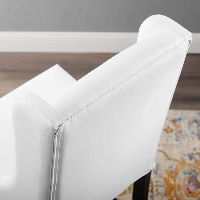 Modway Baron Faux Leather Upholstered Dining Counter-Height Bar Stool in White