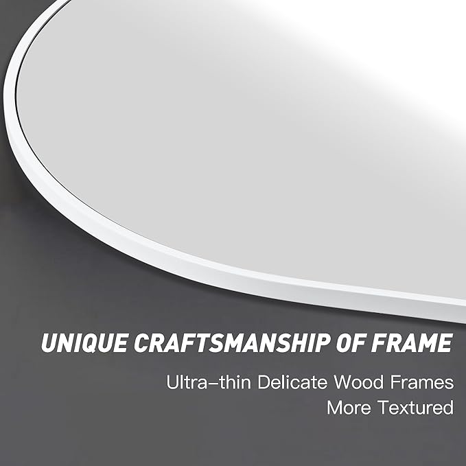 Arched White Bathroom Mirror,24 x 36 Inch Arch Wall Mirror with Wood Frame,Vanity Modern Tempered Glass Mirror for Bedroom,Entryway,Living Room