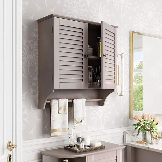 RiverRidge Ellsworth Two-Door Wall Bathroom Storage Cabinet, Taupe