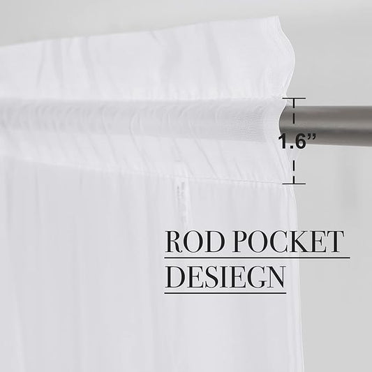 NICETOWN White 60" Width, 45" Length, Small Window Soft Sheer Curtains Rod Pocket Design for Office & Nursery Room, Set of 2