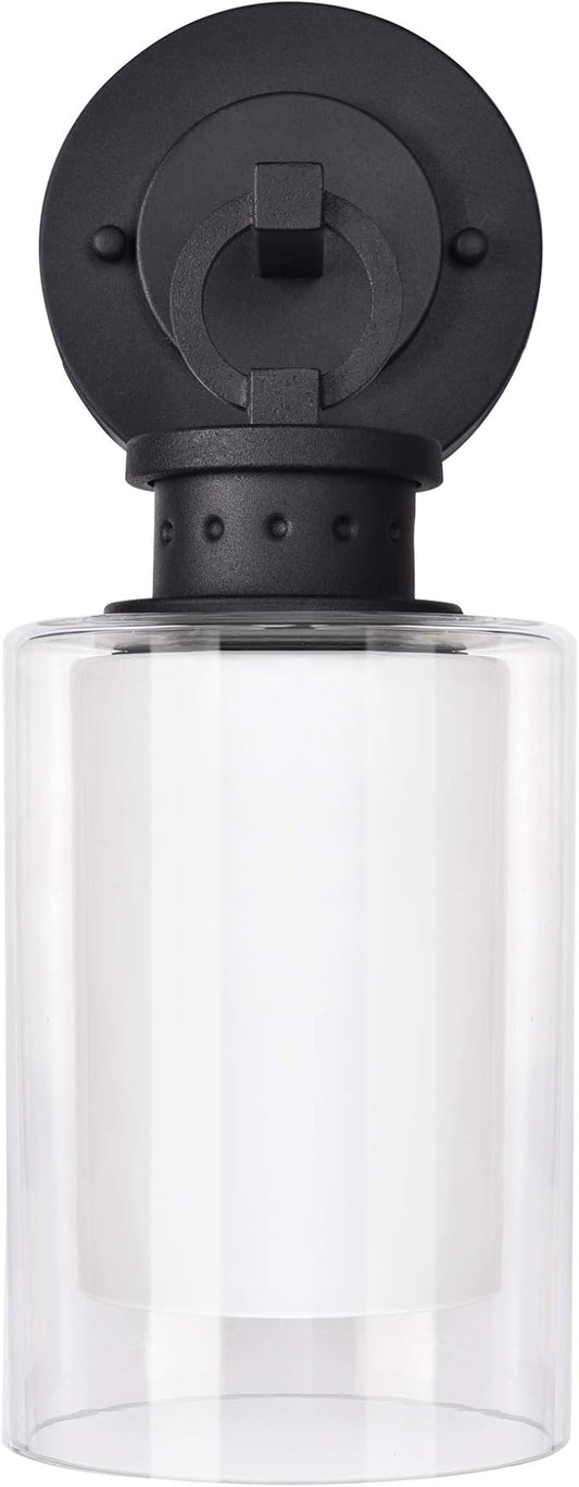 Design House 589010-BLK Hansen Modern Contemporary 1-Light Indoor/Outdoor Dimmable Wall Light with Open Bottom Frosted Inner, Matte Black