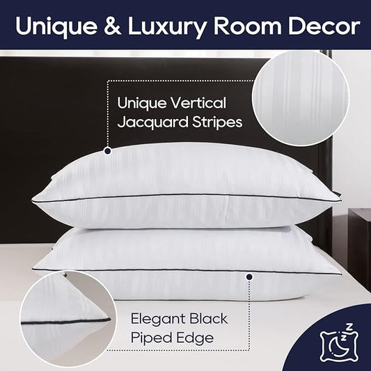 downluxe Bed Pillows Standard Size Set of 2 - Hotel Collection Soft Down Alternative Pillows for Sleeping, Perfect for Side, Back and Stomach Sleepers, 20 X 26