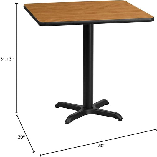 Flash Furniture 30'' Square Natural Laminate Table Top with 22'' x 22'' Table Height Base