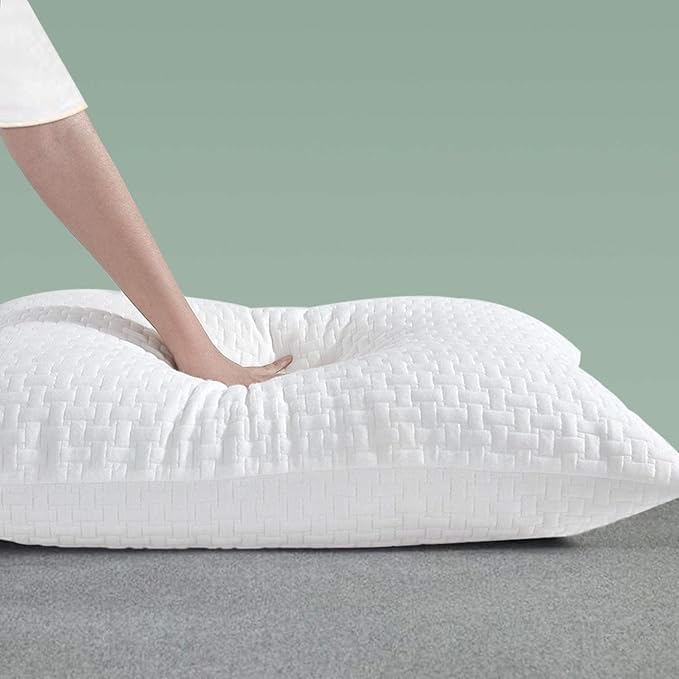 HOMBYS 2 Pcs Extra Firm Bed Pillows for Sleeping, Shredded Memory Foam Pillows King Size, for Side, Back, Stomach Sleepers,40% Viscose Made from Bamboo Cooling Cover