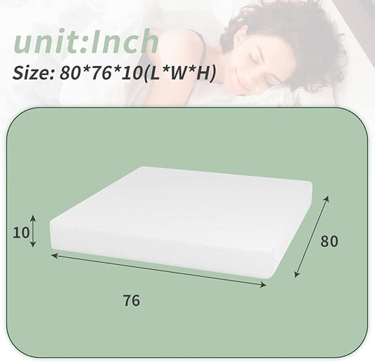 PayLessHere 10 Inch Memory Foam Mattress King Mattress Wave Comfort Foam Mattress CertiPUR-US Certified,Removable Soft Cover, mattresses for Bed Frame, Bunk Bed, Trundle, Daybed,Fiberglass Free,White