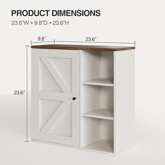 Bathroom Wall Cabinet, Farmhouse Medicine Cabinet with Barn Doors and Adjustable Shelves, 24'' Kitchen Wall Mounted Cabinet, Floating Over Toilet for Kitchen, Living Room