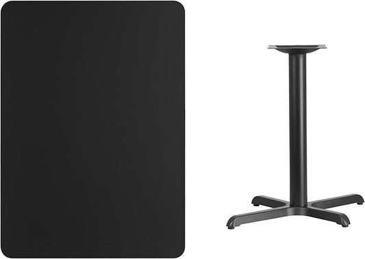 Flash Furniture 30'' x 42'' Rectangular Black Laminate Table Top with 23.5'' x 29.5'' Table Height Base