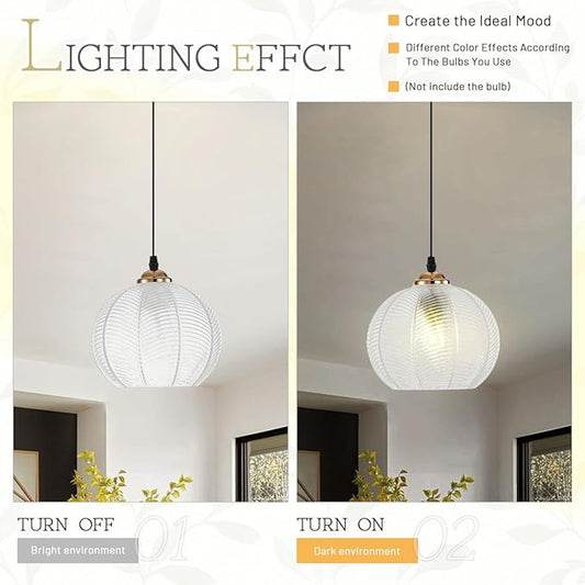 Plug in Pendant Light, Hanging Lights with Plug in Cord On/Off Switch, 14.75ft Plug in Hanging lamp Modern Pendant Light Clear Glass Globe Pendant Lighting for Kitchen Island Bedroom Dining Room