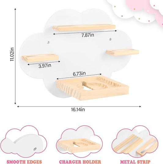 Clouds for Toniebox 1/2 Tonies Figures Organizer Storage Shelf Wall Mounted, Magnetic Floating Shelves for Toniebox Player Display Collection 20~30 Characters (White)