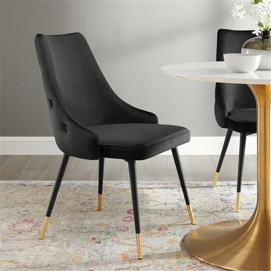 Modway Adorn Tufted Performance Velvet Dining Side Chair, Black 25D x 22W x 34H Inch