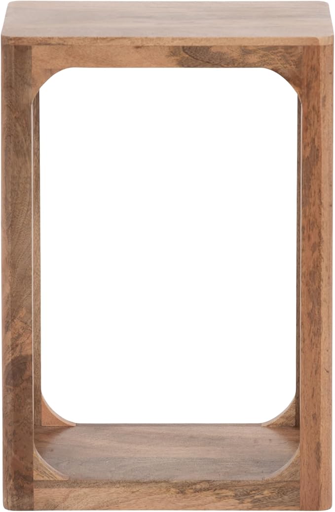 Kate and Laurel Dahl Modern Slatted Wooden Slim Side Table; 16 x 8 x 24; Natural Wood; Transitional Wood Narrow End Table for Use as Living Room Plant Stand or Small Bedroom Nightstand