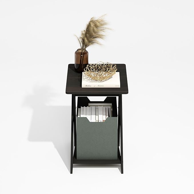 Furinno Modern Simplistic Criss-Crossed End Table, Side Table, Black Espresso (Pack of 4)