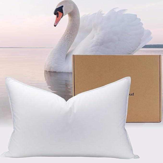 White Goose Down Pillow - Luxury Hotel Bed Pillow with 100% Natural 1000+ Fill Power Goose Feather Down Pillow for Sleeping, 700TC Cotton Shell, Queen Size- Medium, 1 Pack