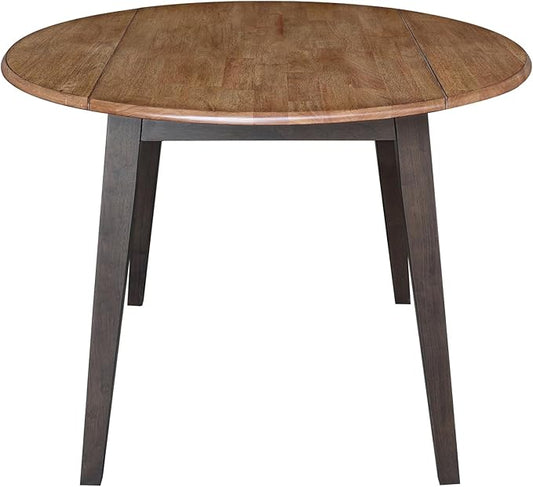 IC INTERNATIONAL CONCEPTS 42" Round Solid Wood Dual Drop Leaf Table in Hickory and Washed Coal