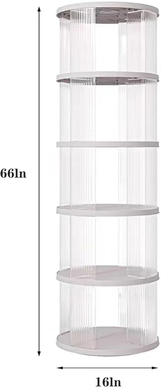 5 Tier Rotating Bookshelf Tower, 360° Rotating Bookshelf, Space Saving Rotating Bookshelves, Revolving Bookcase Suitable for Bedrooms, Living Rooms, Studies and Offices, White, Lazy Susan
