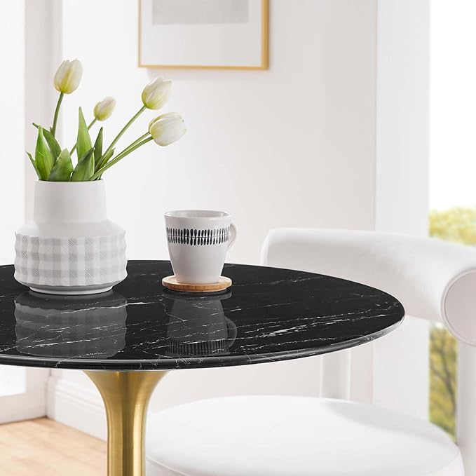 Modway Lippa Dining Table, 28", Gold Black