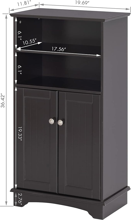 Spirich Modern Espresso Wood Bathroom Storage Cabinet, 23.62" W x 11.81"D x 40.15"H, 2 Doors, 3 Adjustable Shelves, Freestanding, Perfect for Bathroom, Entryway, Living Room & Dining Room