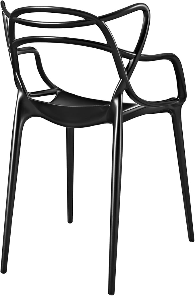 Modway Entangled Modern Molded Plastic Kitchen and Dining Room Arm Chair in Black - Fully Assembled