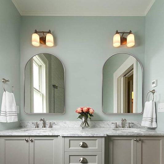 Andy Star Brushed Nickel Arched Mirror, 20x30 Arch Mirror, Brushed Nickel Bathroom Mirror, for Vanity,SUS304-Anti-Rust, Tube Frame, Wall-Mounted Vertical 1’’ Deep