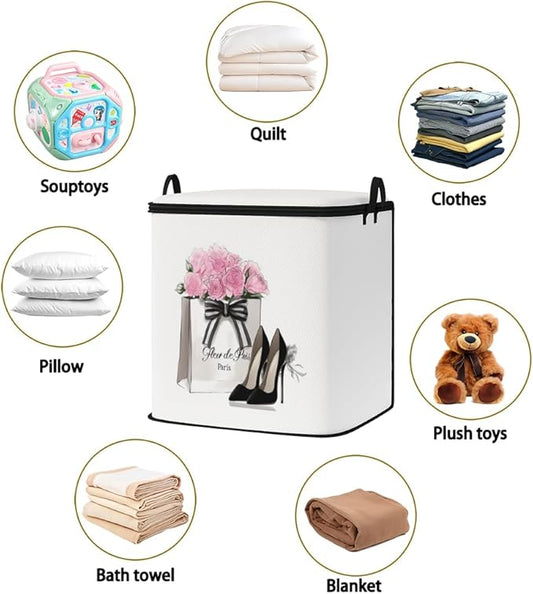 2pcs closet organizers and storage under bed,clothing blanket sweater sheet bedding comforter duvet quilt pillow toy storage bags with lids,dorm room essentials for containers 95L