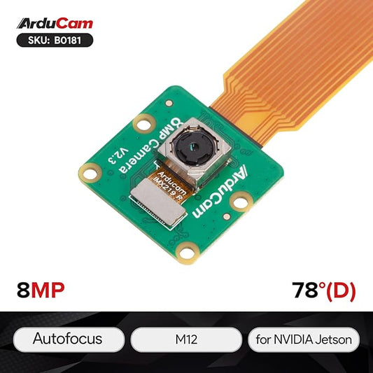 Arducam 8MP IMX219 Auto Focus Camera Module,77.6 Degree FOV,3280 x 2464 px Resolution Compatible with NVIDIA Jetson Orin NX/AGX Orin