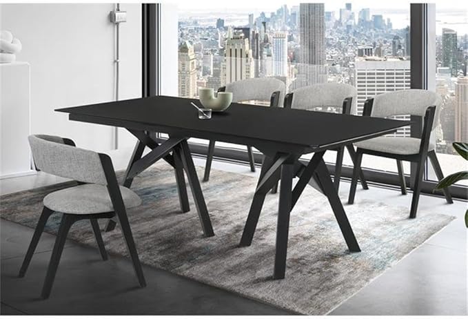 Armen Living Cortina 79" Mid-Century Modern Black Wood Dining Table Legs