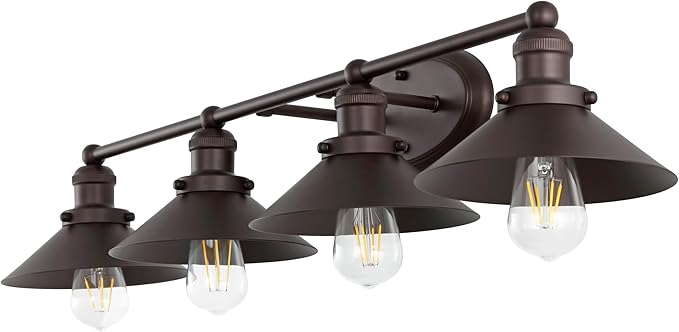 JONATHAN Y 7.88" Oil Rubbed Bronze 1-Light Industrial Farmhouse Metal Vanity Light Wall Sconce, Metal Shade for Bathroom Mirror, Kitchen, Entryway, LED Bulb Included (JYL7904A)