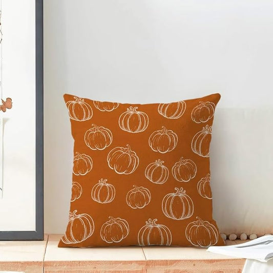 BETGINY Fall Pillow Covers 16 X 16 Inch Set of 2 for Fall Decor Throw Pillow Covers Orange Pumpkin Cushion Cases Autumn Thanksgiving Decorative Outdoor Pillows for Couch Home Sofa Living Room