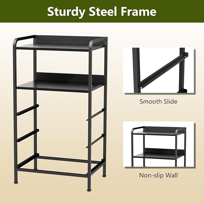 Night Stand with 3 Fabric Drawer and Sturdy Metal Frame, Modern Nightstand Lightweight & Durable -55LB Load Capacity, Wear-Resistant & Easy-Clean Surface, Black