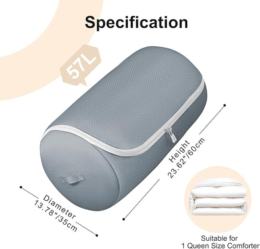 Comforter Storage Organizer - Space-saving Bedding Storage Bags for Queen Duvet & Blanket, Washable, 6-Pack, Grey