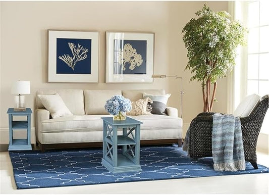 International Concepts Hampton Accent Table with Shelves in Ocean Blue