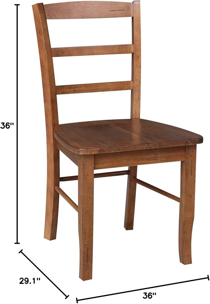 IC INTERNATIONAL CONCEPTS 36 in. Wood Dining Table with 4 Madrid Ladderback Chairs in Distressed Oak