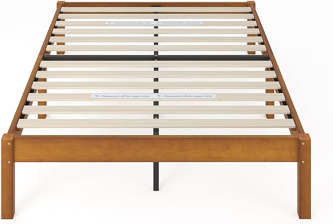 Zinus Ellie 14 Inch Queen Bamboo Platform Bed Frame, Wood Slat Support, No Box Spring Needed, Easy Assembly, Brown