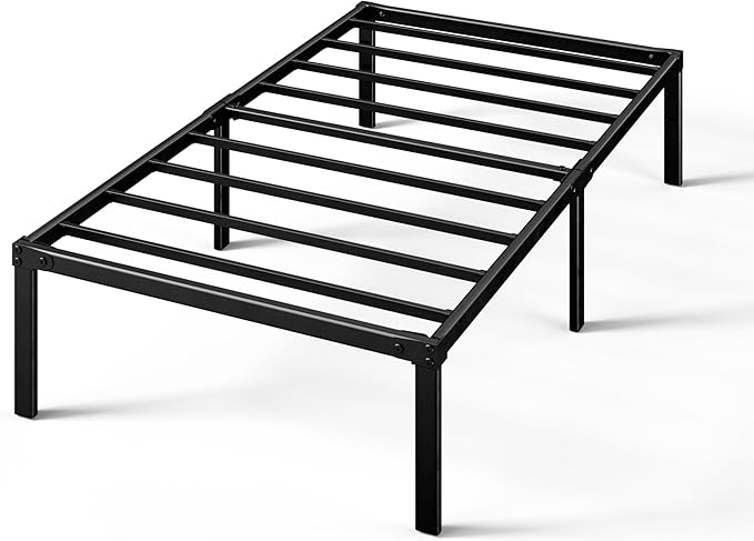 ZINUS Yelena 18 Inch Twin Metal Platform Bed Frame, Steel Slat Support, No Box Spring Needed, Eco Friendly WonderBox(TM) Packaging, Easy Assembly, Black