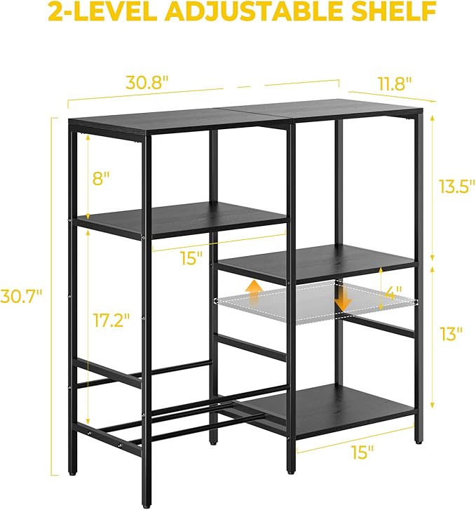 Record Player Stand with LED Light, Turntable Stand with Vinyl Storage - Up to 300+ Albums, 3-Tier Record Player Table Cabinet, Adjustable Shelf & V-Shaped Holder, Vinyl Display Shelf for Living Room