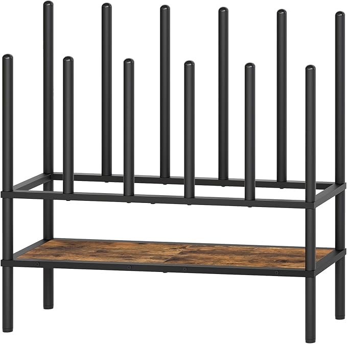 Free Standing Shoe Rack, Tall Boots Rack Organizer, Boot Organizer for Closet, Cowboy Shoes Storage, Holds 6 Pairs, Black and Rustic Brown SS09BRY1