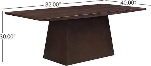 Christopher Knight Home Coadz 82 inch Wooden Dining Table, Modern Rectangular Kitchen Dinner Table for 6-8 People, Pedestal Wooden Dining Furniture for Kitchen Office Conference Room, Espresso Brown