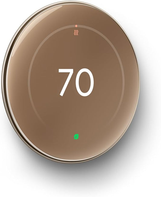 Google Nest Learning Thermostat (4th Gen, 2024) with Nest Temperature Sensor - Energy Saving Smart Thermostat - Compatible with Alexa, Apple HomeKit and Google Home App - Polished Gold