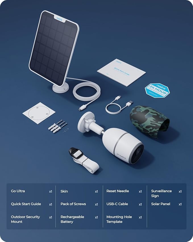 REOLINK 4K 3G/4G LTE Cellular Security Camera Outdoor, 8MP Wireless Solar Camera with Smart Detection & Accurate Alarms, Local & Cloud Storage, Removable Battery, Remote Access, Go Ultra+Solar Panel 2