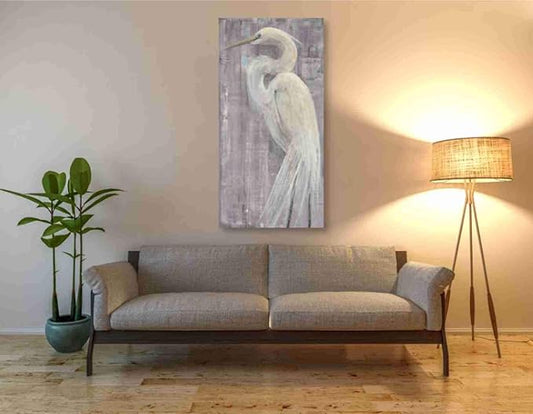 Epic Graffiti 'Coastal Egret II Legs' by Albena Hristova, Canvas Wall Art, 30"x60"