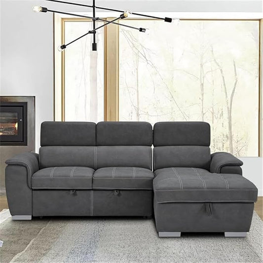 Homelegance Ferriday 98" x 66" Sectional Sleeper with Storage, Gray