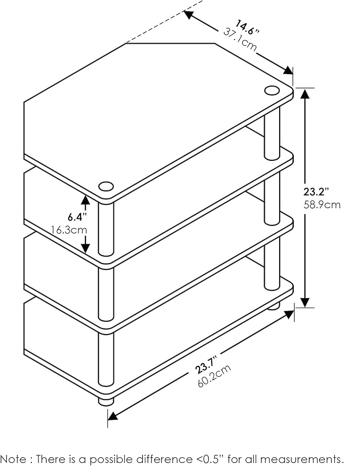 Furinno Turn-N-Tube Easy Assembly 4-Tier Petite Entertainment Center / TV Stand / TV Unit / TV Desk, Blackwood