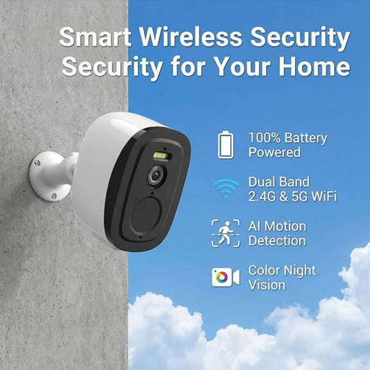 4Pack Security Cameras Wireless Outdoor 2.4G&5G WiFi, 2K Outdoor Cameras for Home Security with AI Motion Detection & Siren,Color Night Vision, 2-Way Talk,Waterproof,Cloud/SD,Works w/Alexa