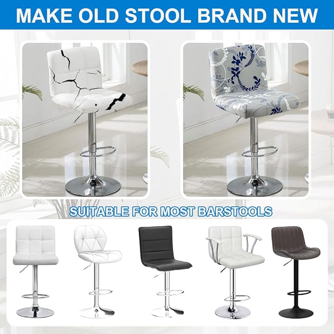 Levoberg Bar Stools Cover Set of 4 Printed Armless Swivel Barstools Slipcovers with Backs Stretch Square Counter Height Bar Stools Covers Mid Low Back Chair Cover for Kitchen Dining Room Bar #13