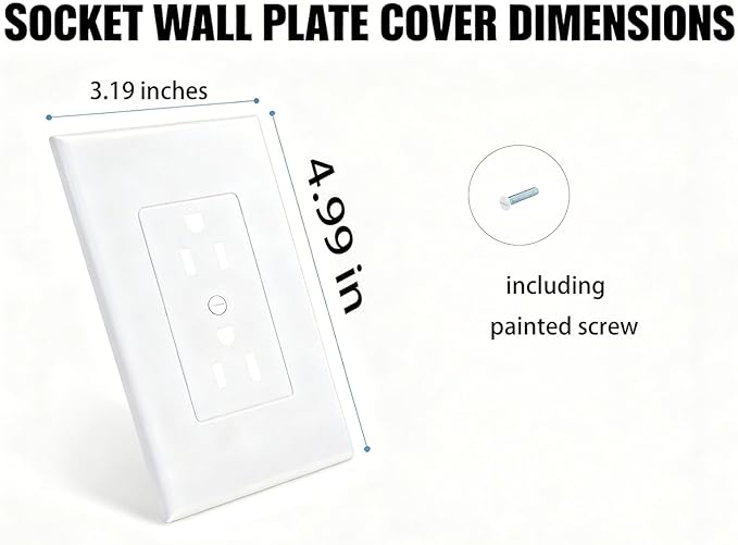 6 Pack Duplex Outlet Covers Wall Plates 1-Gang Switch Outlet Electrical Cover Plate Unbreakable Thermoplastic Faceplate for Light Receptacle Outlet Switch, White