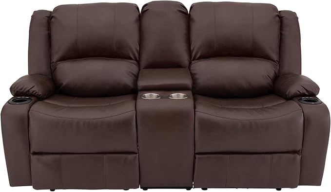 RecPro Charles 70" Powered Double RV Wall Hugger Recliner Sofa | Loveseat | RV Furniture with 2023 Updated Fabric (Mahogany)