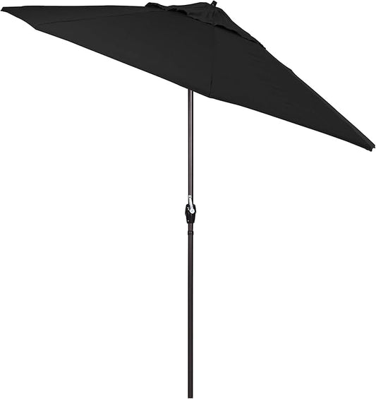California Umbrella 7.5' Round Sunbrella Aluminum Outdoor Deck, Pool or Patio Umbrella, Crank Lift, Auto Tilt, Bronze Pole, Black