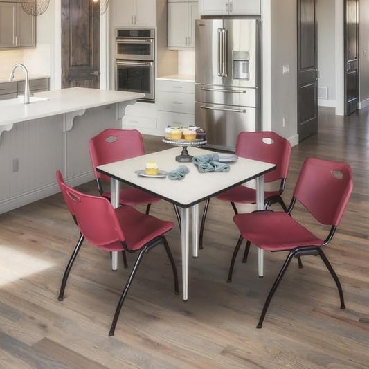 Regency Kahlo 42 in. Square Breakroom Table- Maple Top, Chrome Tapered Legs